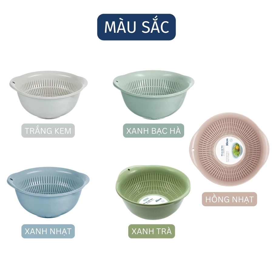 Bộ thau rổ nhựa inochi cao cấp Yoko chính hãng, rổ to kèm thau đựng rửa rau tiện lợi, an toàn, kháng khuẩn