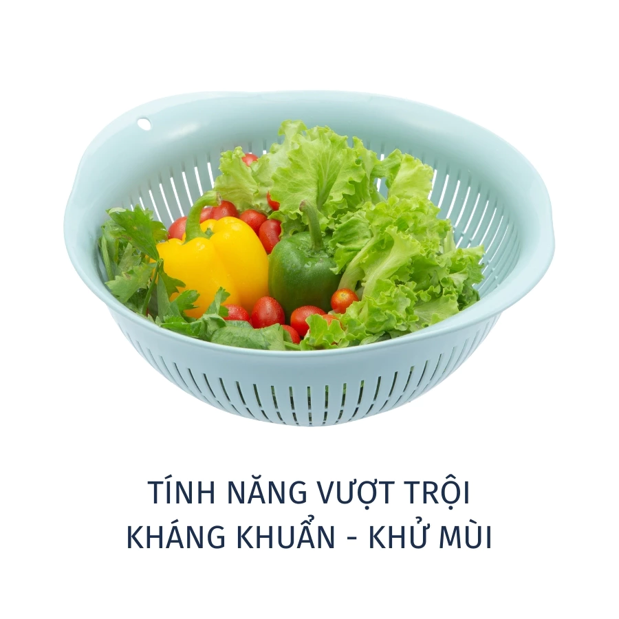 Bộ thau rổ nhựa inochi cao cấp Yoko chính hãng, rổ to kèm thau đựng rửa rau tiện lợi, an toàn, kháng khuẩn - 6