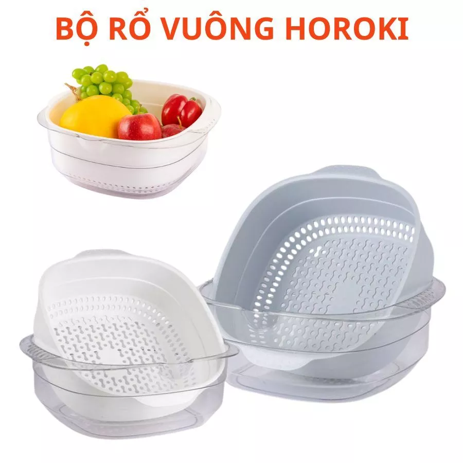 Bộ Rổ Vuông DARLINGHOME Kèm Thau Cao CấP Set Rổ 6 Món Kèm Chậu Darl-166