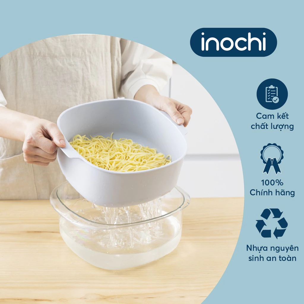 Bộ thau rổ vuông Yoko Inochi – hai lớp tiện dụng, đựng trái cây rau củ, nhựa cao cấp siêu bền đẹp - 6