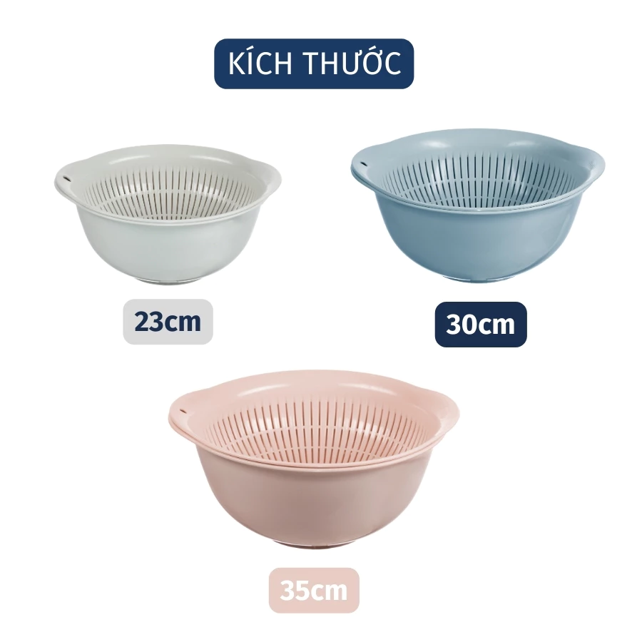Bộ thau rổ nhựa inochi cao cấp Yoko chính hãng, rổ to kèm thau đựng rửa rau tiện lợi, an toàn, kháng khuẩn