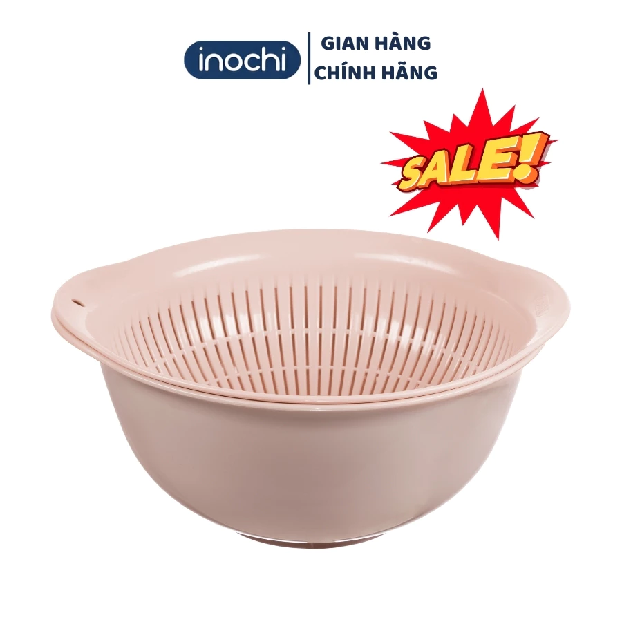 Bộ thau rổ nhựa inochi cao cấp Yoko chính hãng, rổ to kèm thau đựng rửa rau tiện lợi, an toàn, kháng khuẩn - 4