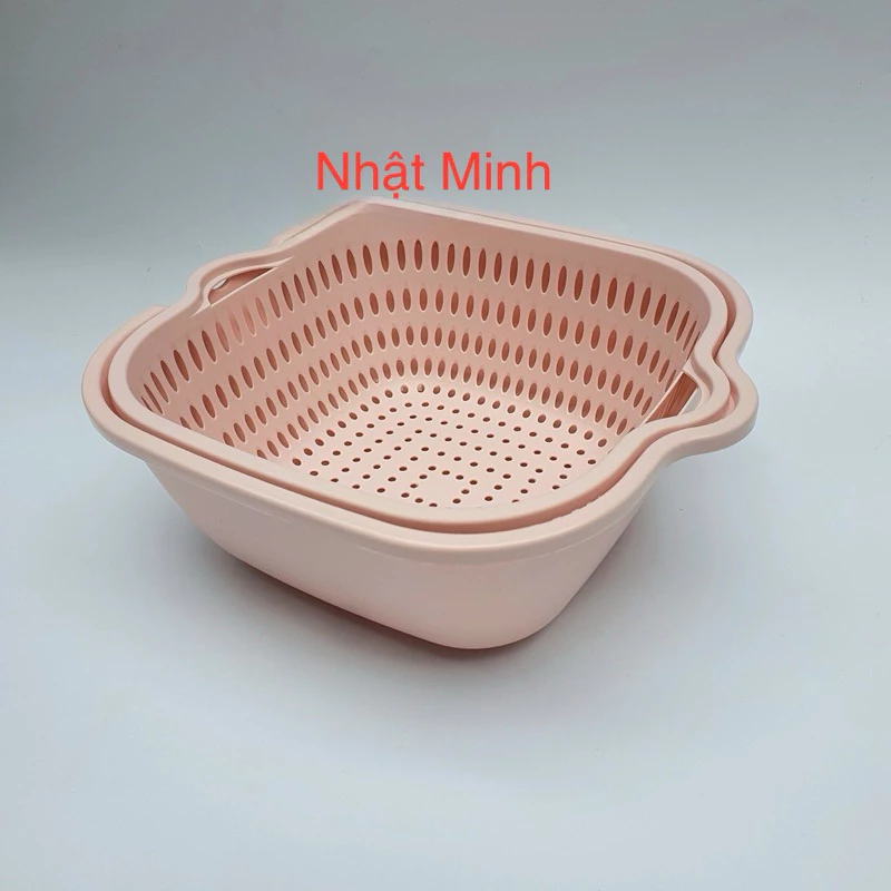 BỘ RỔ VUÔNG KÈM CHẬU VIỆT NHẬT 3288/3289/3290, BỘ RỔ THAU 2 LƠP 3 MÓN - 4