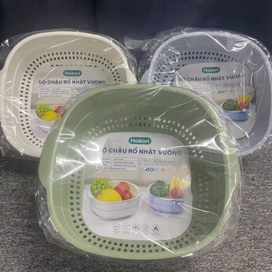 Bộ Rổ Vuông DARLINGHOME Kèm Thau Cao CấP Set Rổ 6 Món Kèm Chậu Darl-166 - 4