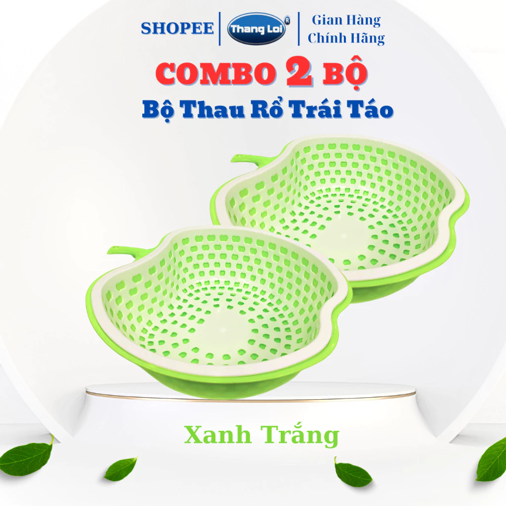 Combo 2 Bộ Thau Rổ Đựng Rau Củ Trái Cây Size Lớn Hình Trái Táo dành cho nhà hàng, quán ăn Thắng Lợi - 3