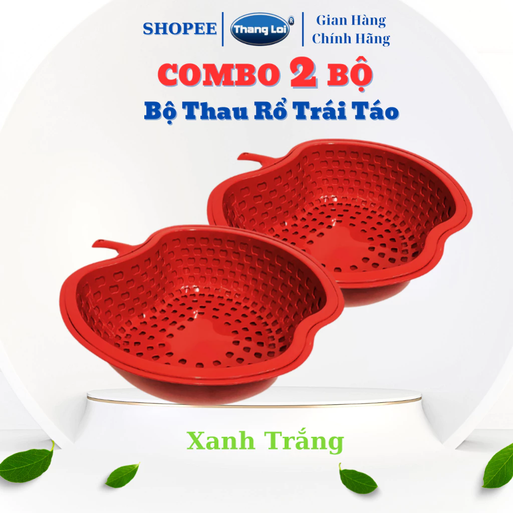 Combo 2 Bộ Thau Rổ Đựng Rau Củ Trái Cây Size Lớn Hình Trái Táo dành cho nhà hàng, quán ăn Thắng Lợi - 4