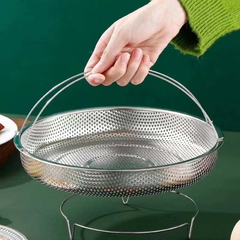 Rổ Hấp Bằng Thép Không Gỉ Đa Chức Năng Có Tay Cầm Cho Nhà Bếp 20cm (H60) - 4