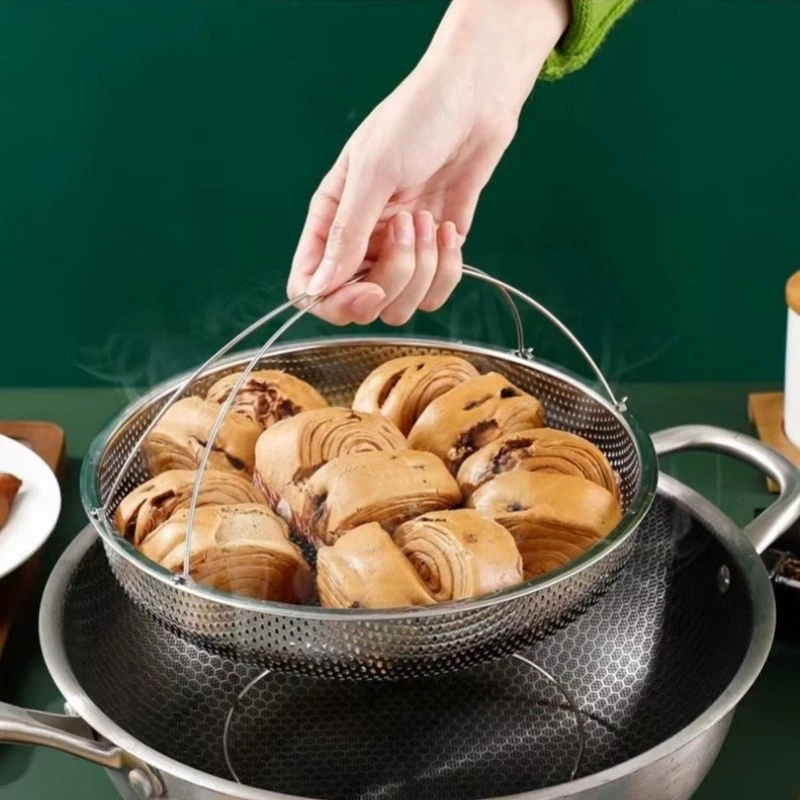 Rổ Hấp Bằng Thép Không Gỉ Đa Chức Năng Có Tay Cầm Cho Nhà Bếp 20cm (H60) - 6