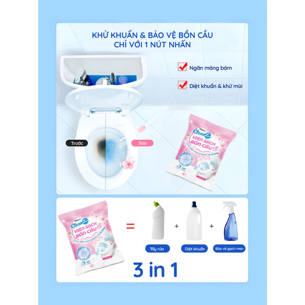 Combo 20 viên thả bồn cầu, viên làm sạch bồn cầu CleanZ, giảm mảng bám, diệt khuẩn, khử mùi hôi nhà vệ sinh - 2