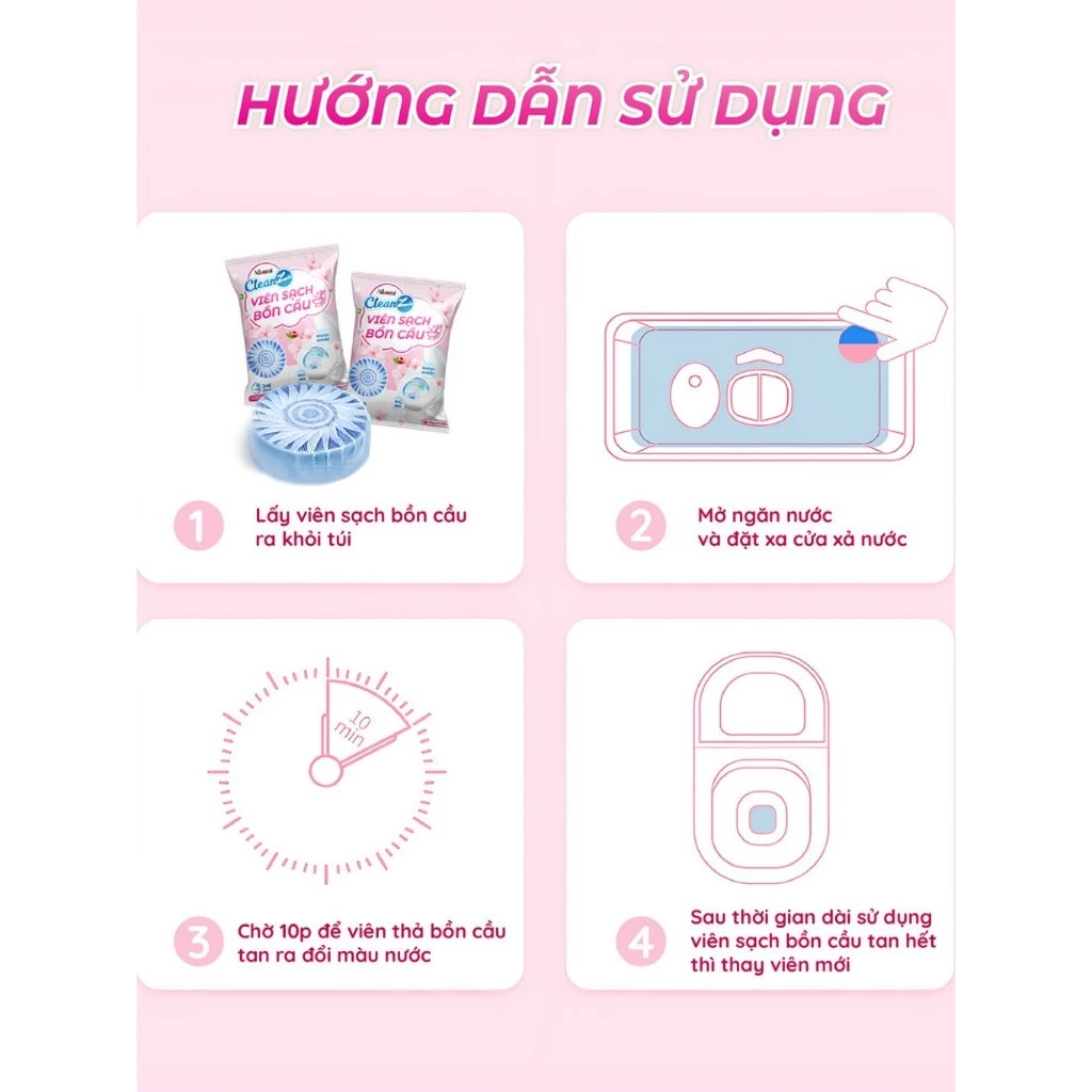 Combo 20 viên thả bồn cầu, viên làm sạch bồn cầu CleanZ, giảm mảng bám, diệt khuẩn, khử mùi hôi nhà vệ sinh - 4