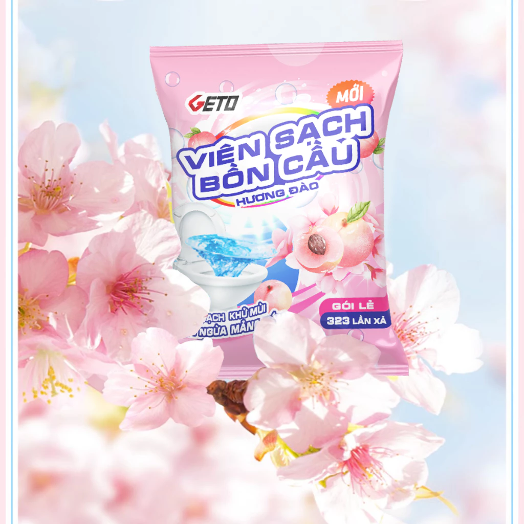 Viên sạch bồn cầu Geto, viên thả bồn cầu sạch khuẩn giảm mảng bám mảng bám khử mùi diệt vi khuẩn hương Đào - 3
