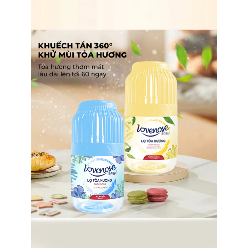 Lọ tỏa hương thơm phòng Lovenose hương hoa quả tự nhiên dễ chịu khử mùi, sáp thơm phòng thế hệ mới - Dung tích 180ml - 6