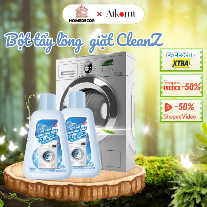 Bột tẩy lồng giặt CleanZ giúp làm sạch cặn bẩn, nấm mốc và vi khuẩn, công nghệ Oxygen an toàn cho da - Lọ 200g