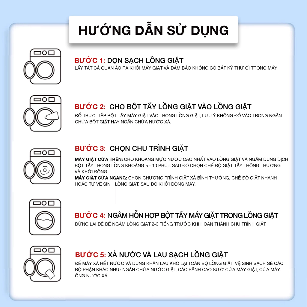 Bột tẩy lồng giặt CleanZ giúp làm sạch cặn bẩn, nấm mốc và vi khuẩn, công nghệ Oxygen an toàn cho da - Lọ 200g - 3