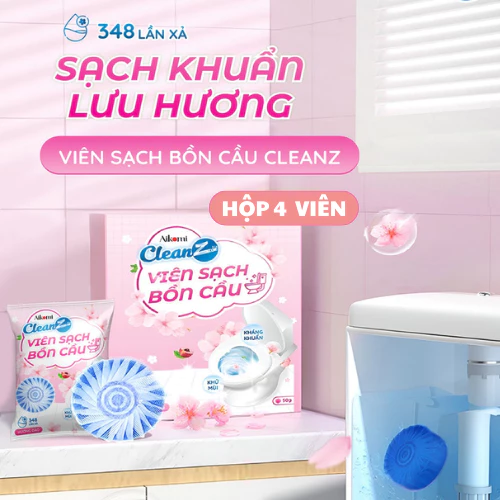 Combo 4 Viên thả bồn cầu 3in1 CleanZ, Viên tẩy bồn cầu, khử mùi nhà vệ sinh, sạch mảng bám CleanZ (Hương Đào)