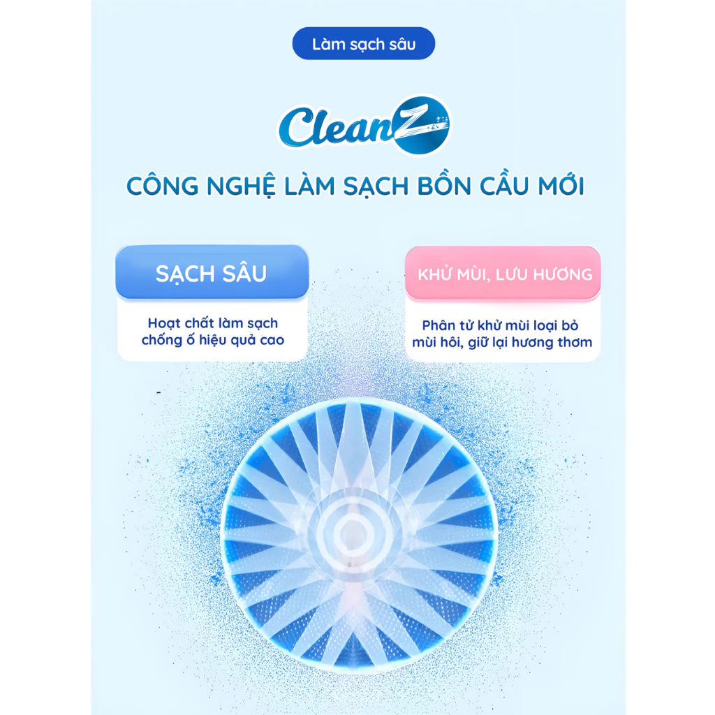 Combo 10 Viên thả bồn cầu 3in1 CleanZ, Viên tẩy rửa bồn cầu, bồn nhà vệ sinh khử mùi, sạch mảng bám (Hương Đào) - 5