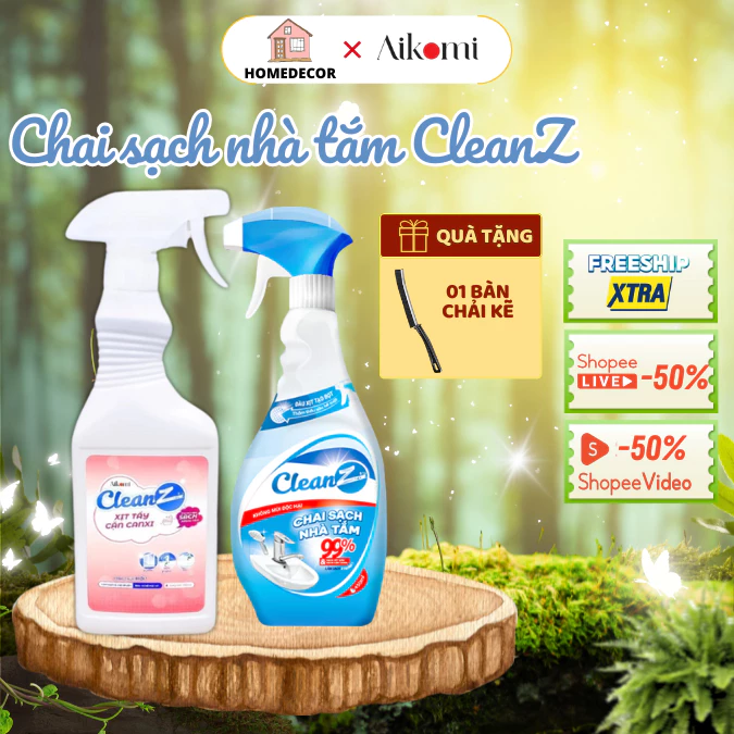 Chai xịt sạch nhà tắm CleanZ, loại bỏ cặn canxi, chống ăn mòn Inox vệ sinh vòi rửa, vòi sen, vách kính, gương nhà tắm