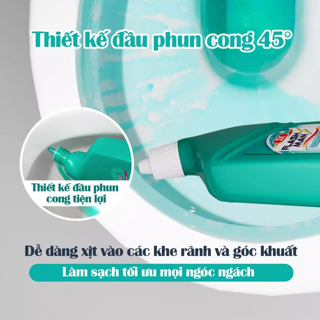 [COMBO 3 CHAI] Nước Tẩy Bồn Cầu Flashman 500g – Diệt Khuẩn 99.9% – Khử Mùi, Tẩy Sạch Vết Bẩn - 3