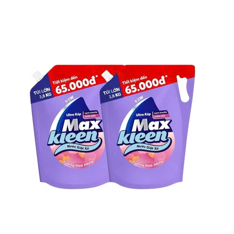 Combo 2 Túi Nước Giặt Xả MaxKleen Hương Nước Hoa Huyền Diệu và Hoa Nắng 3.8kg/Túi - 3