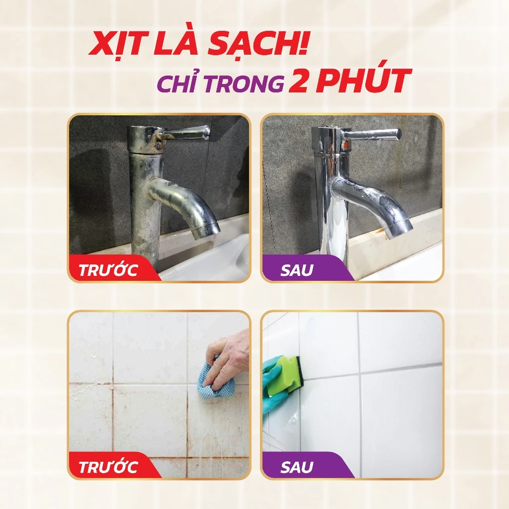 Tẩy Cặn Canxi Obay Xịt Tẩy Cặn Canxi Nhà Tắm Vách Kính Vòi Sen Bồn Rửa Nhà Vệ Sinh Gương Kính 450ML - 6