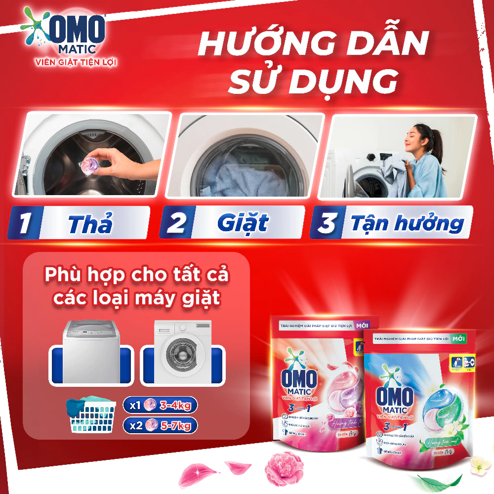 [HC Gift] Túi viên giặt tiện lợi OMO 3 trong 1 (4 viên/túi) (mẫu ngẫu nhiên) - 4