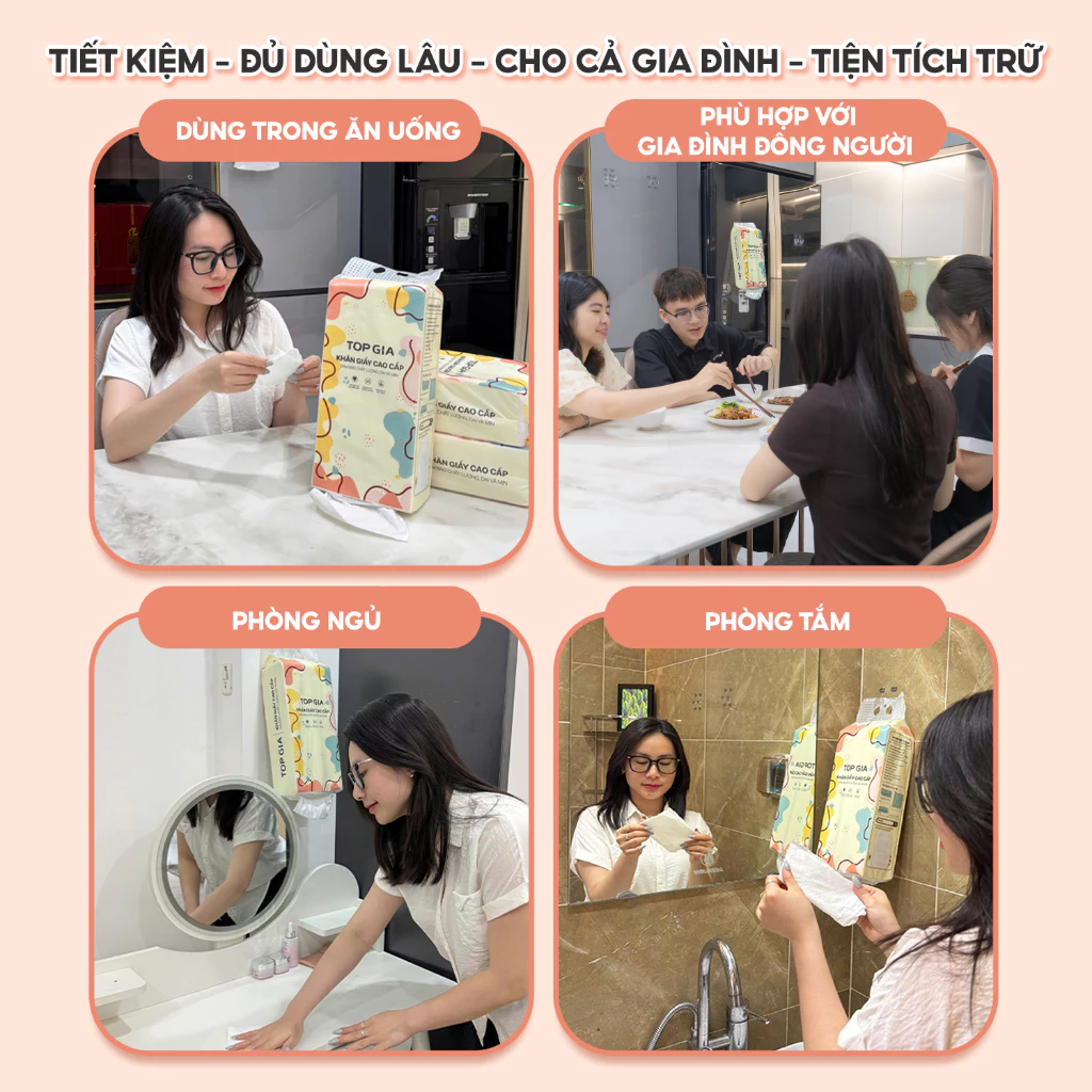 Giấy vệ sinh treo tường TopGia đa sắc đa năng từ bột giấy thiên nhiên, 1280tờ/4lớp - 6
