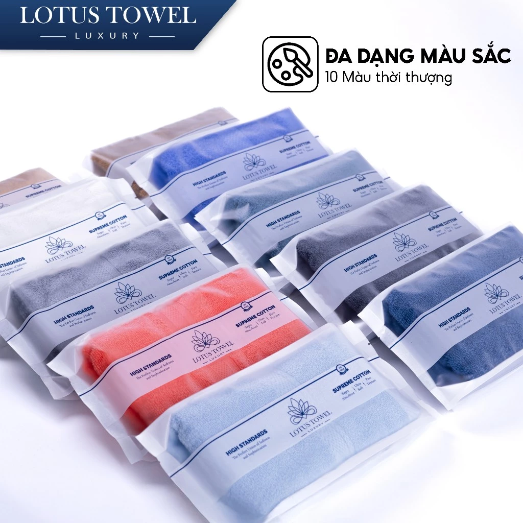 Khăn Tắm, Gội, Lau Mặt Châu Âu LOTUS 100% Cotton Mềm Mịn Thấm Hút Dùng Cho Gia Đình Spa Khách Sạn