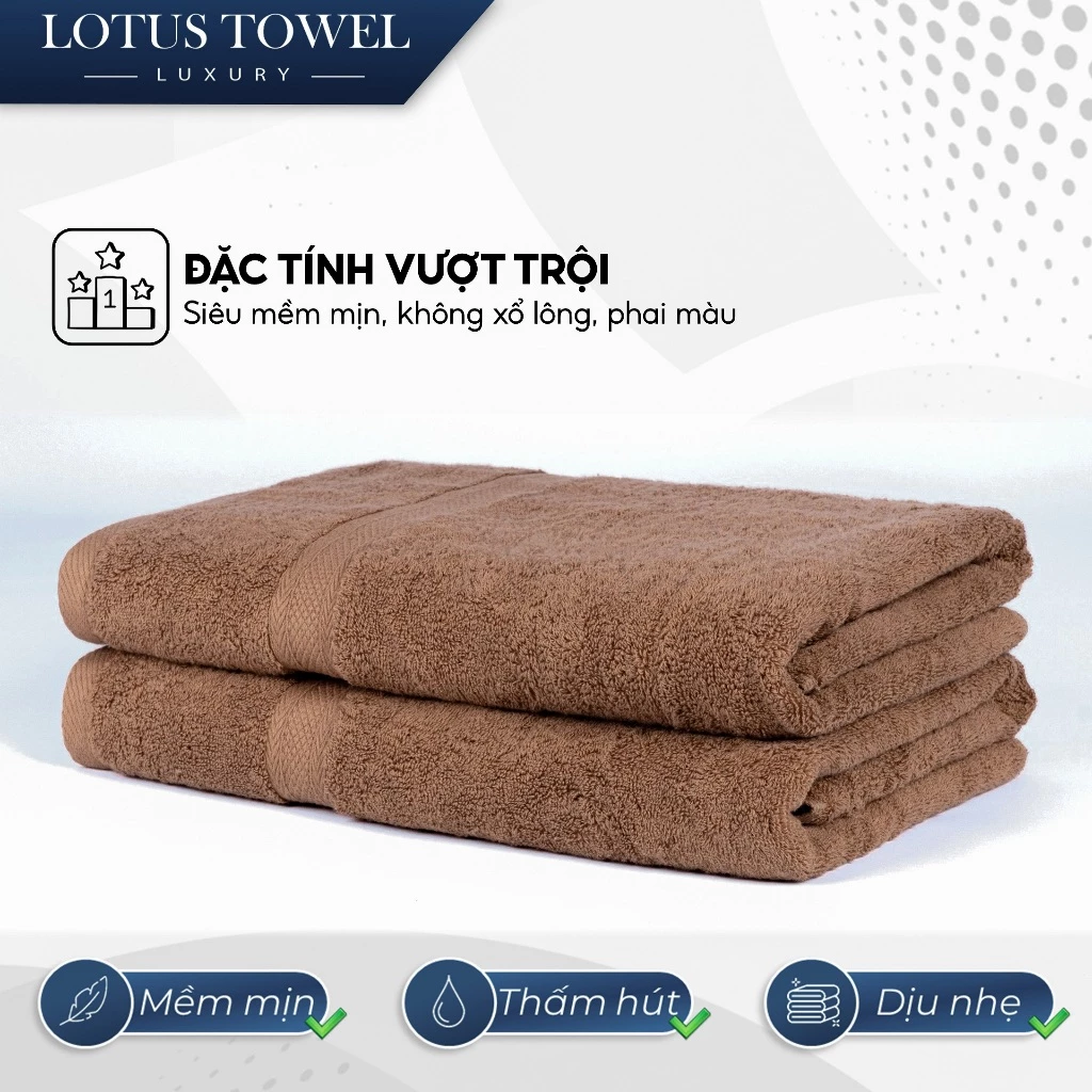 Khăn Tắm, Gội, Lau Mặt Châu Âu LOTUS 100% Cotton Mềm Mịn Thấm Hút Dùng Cho Gia Đình Spa Khách Sạn - 4