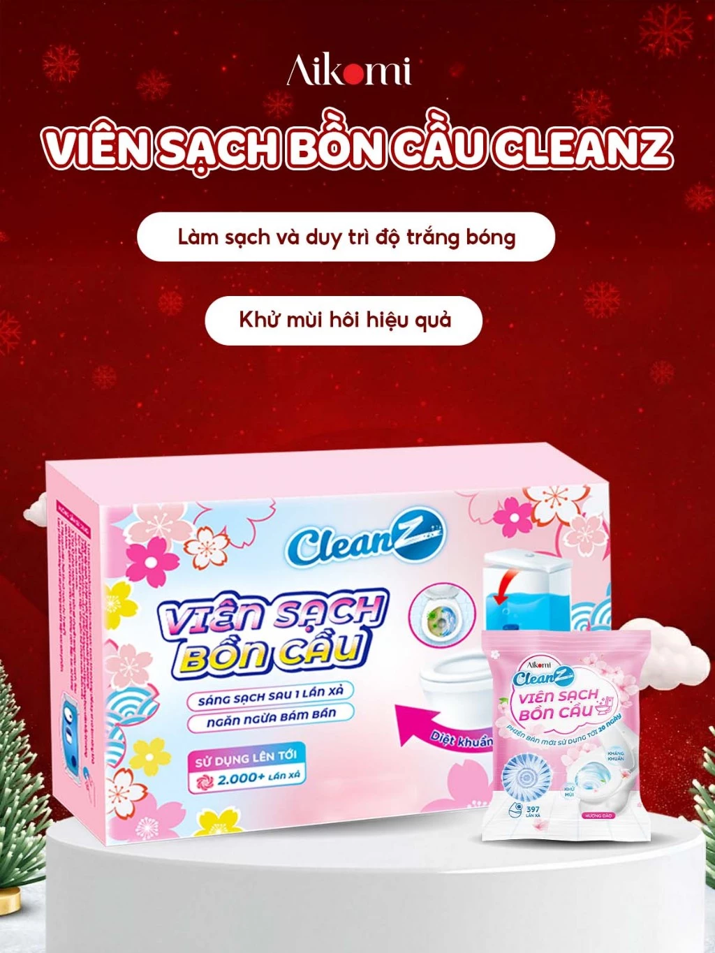 Viên thả bồn cầu CleanZ viên sạch bồn cầu khử mùi chai tẩy bồn cầu thế hệ mới tẩy sạch mảng bám, diệt vi khuẩn toilet