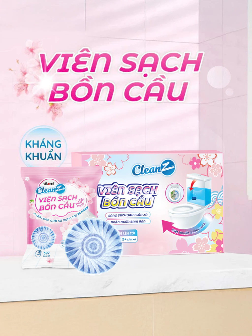Viên thả bồn cầu CleanZ viên sạch bồn cầu khử mùi chai tẩy bồn cầu thế hệ mới tẩy sạch mảng bám, diệt vi khuẩn toilet - 2