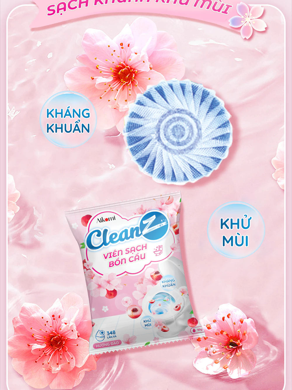 Viên thả bồn cầu CleanZ viên sạch bồn cầu khử mùi chai tẩy bồn cầu thế hệ mới tẩy sạch mảng bám, diệt vi khuẩn toilet - 3