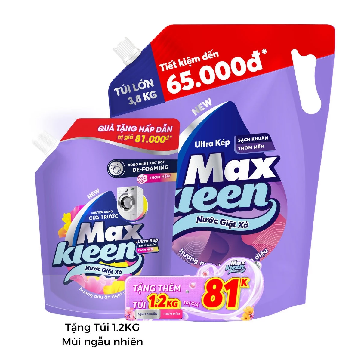 [MUA 1 TẶNG 1] Túi Nước Giặt Xả MaxKleen 3.8kg/ 3.6kg + Túi Nước Giặt Xả 1.2kg Mùi ngẫu nhiên