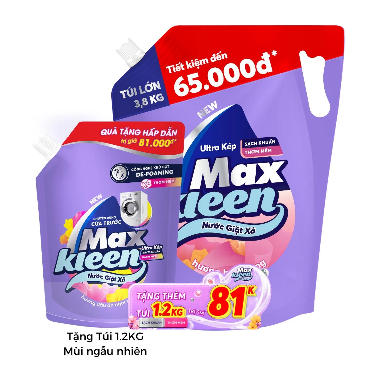 [MUA 1 TẶNG 1] Túi Nước Giặt Xả MaxKleen 3.8kg/ 3.6kg + Túi Nước Giặt Xả 1.2kg Mùi ngẫu nhiên - 3