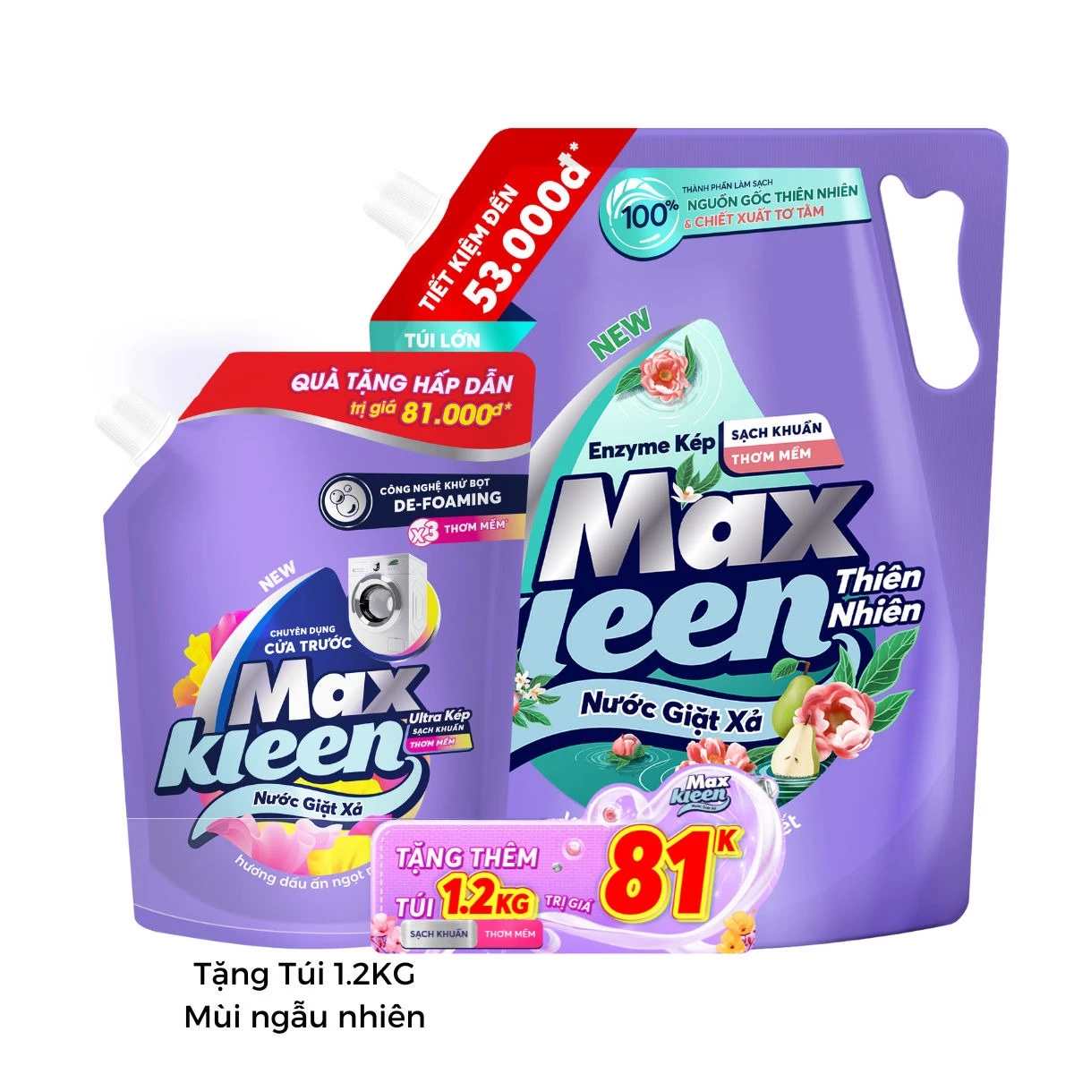 [MUA 1 TẶNG 1] Túi Nước Giặt Xả MaxKleen 3.8kg/ 3.6kg + Túi Nước Giặt Xả 1.2kg Mùi ngẫu nhiên - 4