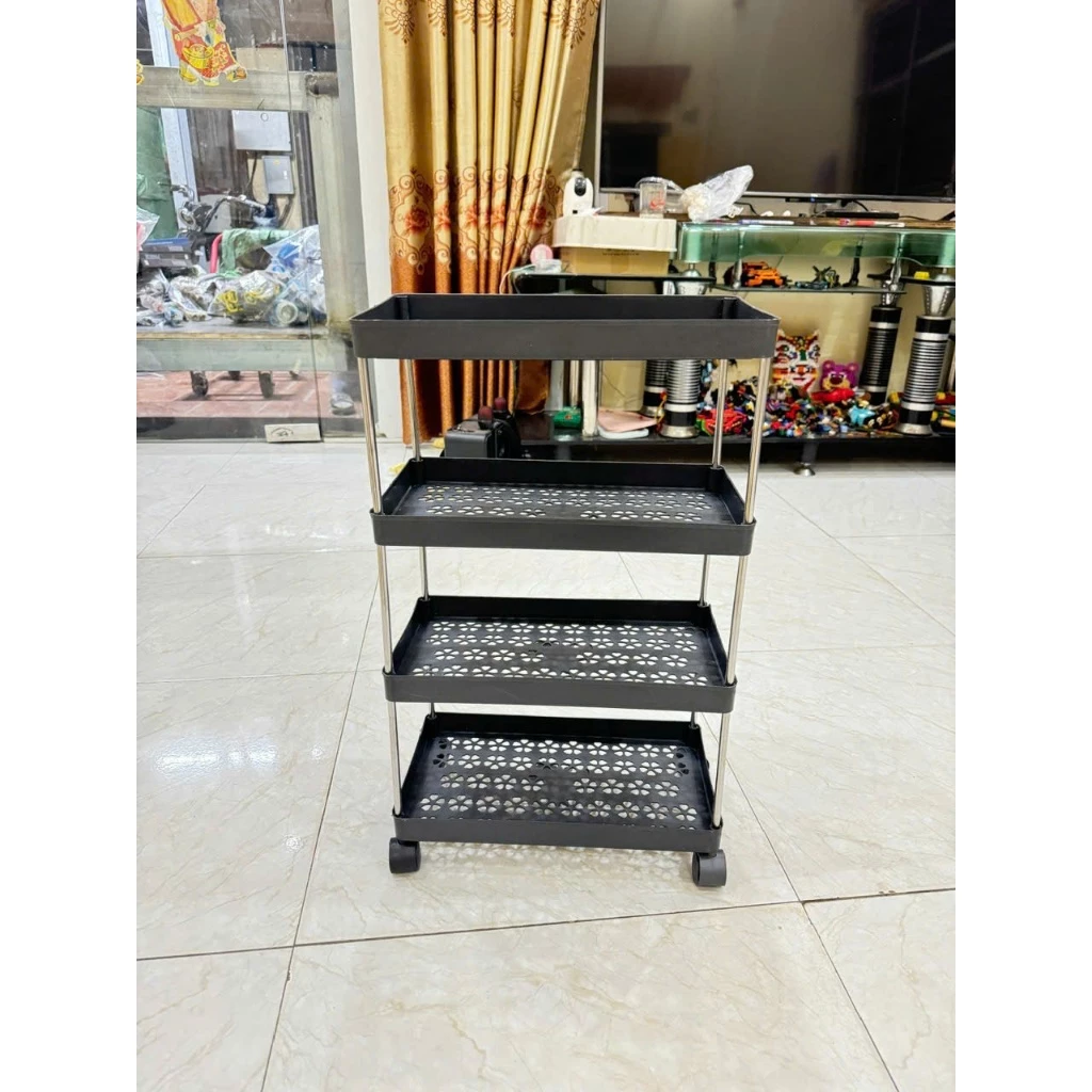 Kệ đựng đồ đa năng 4 tầng có bánh xe đẩy chuyên dụng cho spa, phòng tắm, bếp chất liệu inox cao cấp - 2