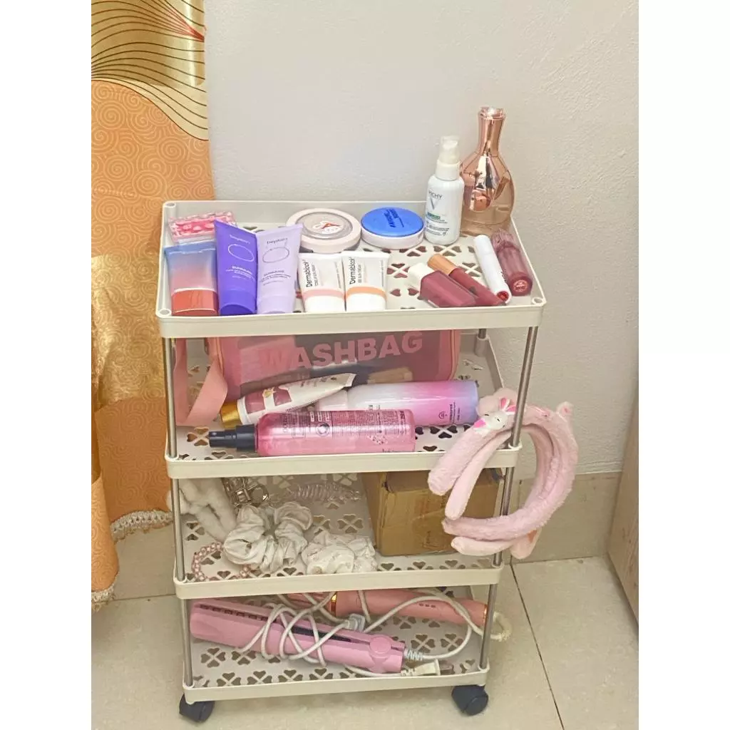 Kệ đựng đồ đa năng 4 tầng có bánh xe đẩy chuyên dụng cho spa, phòng tắm, bếp chất liệu inox cao cấp - 3