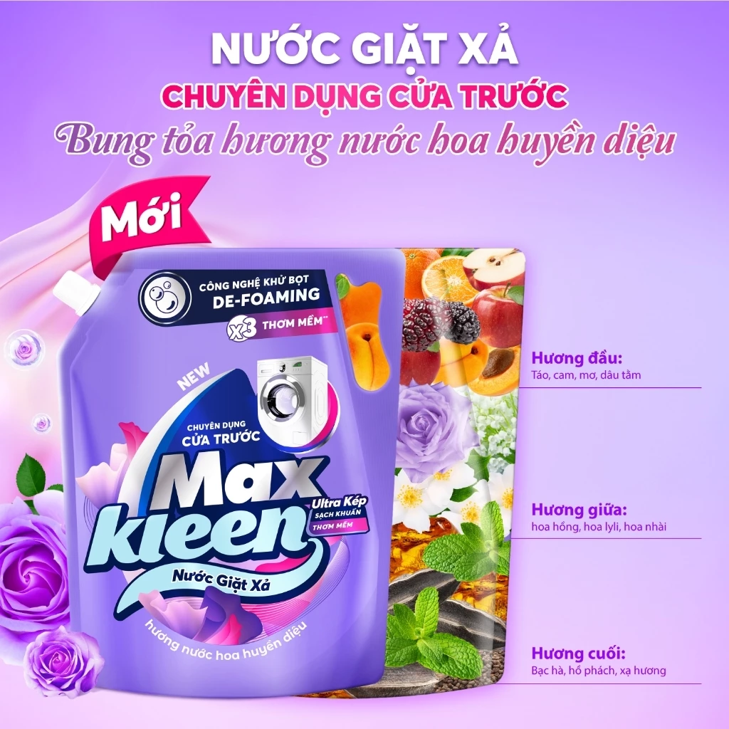 [Live New] Combo 2 Túi Nước Giặt Xả MaxKleen Cửa Trước 3.6kg Hương Nước hoa huyền diệu & Dấu ấn ngọt ngào - 4