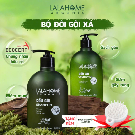 Bộ đôi dầu gội xả LalaHome - Ngăn ngừa gàu, rụng, giúp tóc chắc khỏe, suôn mượt - Chai 500ml