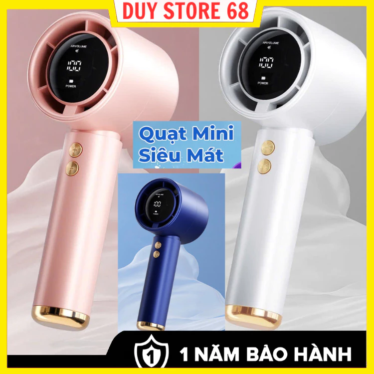 Quạt mini cầm tay M2 5000mAh di động có thể sạc gió mạnh 100 tốc độ turbo phản lực màn hình hiển thị pin tặng dây đeo