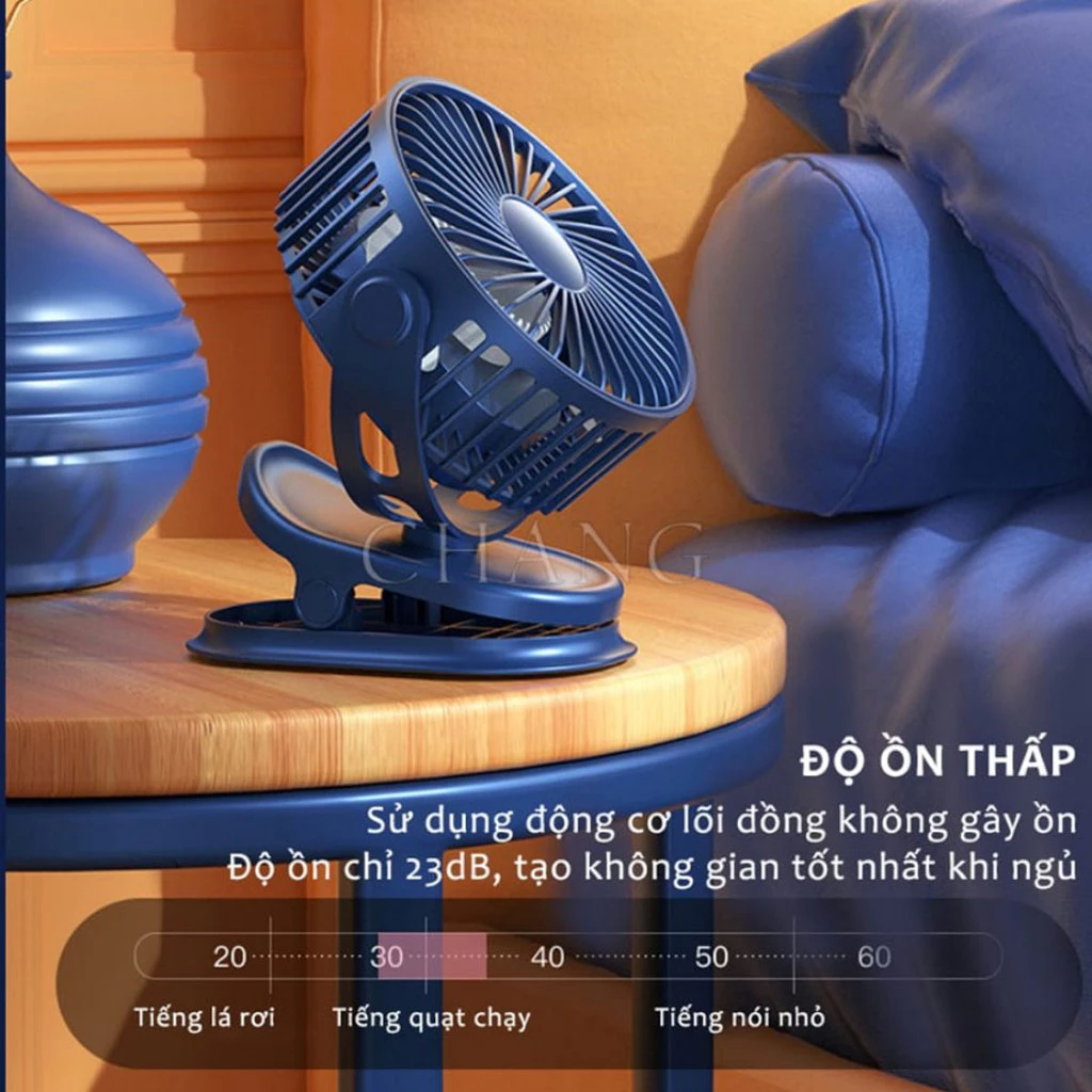 Quạt Tích Điện Mini Kẹp Bàn Văn Phòng, Đèn LED, Pin Trâu Cao Cấp – Quạt Để Bàn Tiện Dụng Sạc Type-C - 4