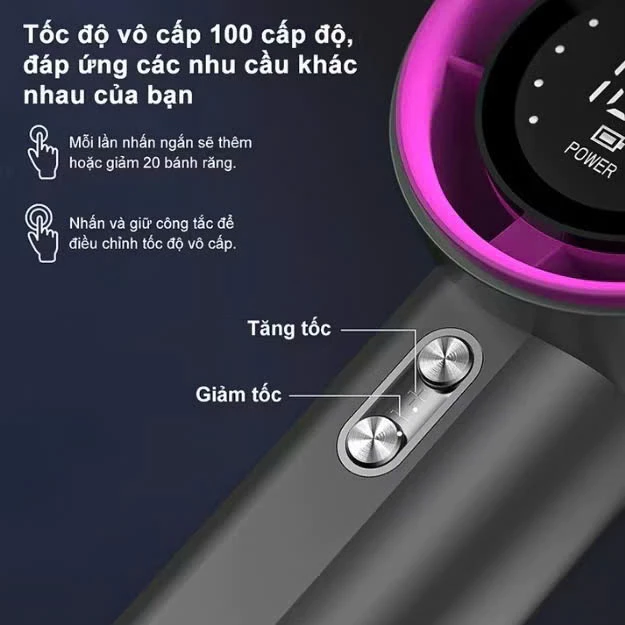Quạt mini cầm tay M2 5000mAh di động có thể sạc gió mạnh 100 tốc độ turbo phản lực màn hình hiển thị pin - 2