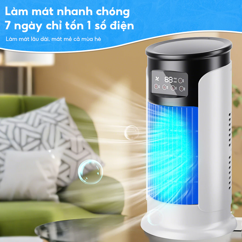 Quạt phun sương tích điện mini, quạt điều hòa hơi nước để bàn làm việc 300ml 2 tốc độ gió chế độ phun nước - 3
