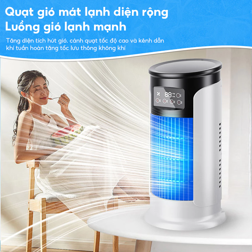 Quạt phun sương tích điện mini, quạt điều hòa hơi nước để bàn làm việc 300ml 2 tốc độ gió chế độ phun nước - 5