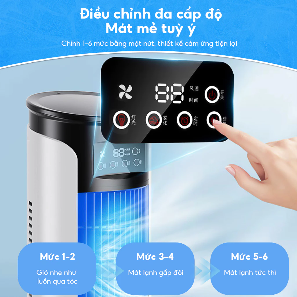 Quạt phun sương tích điện mini, quạt điều hòa hơi nước để bàn làm việc 300ml 2 tốc độ gió chế độ phun nước - 6