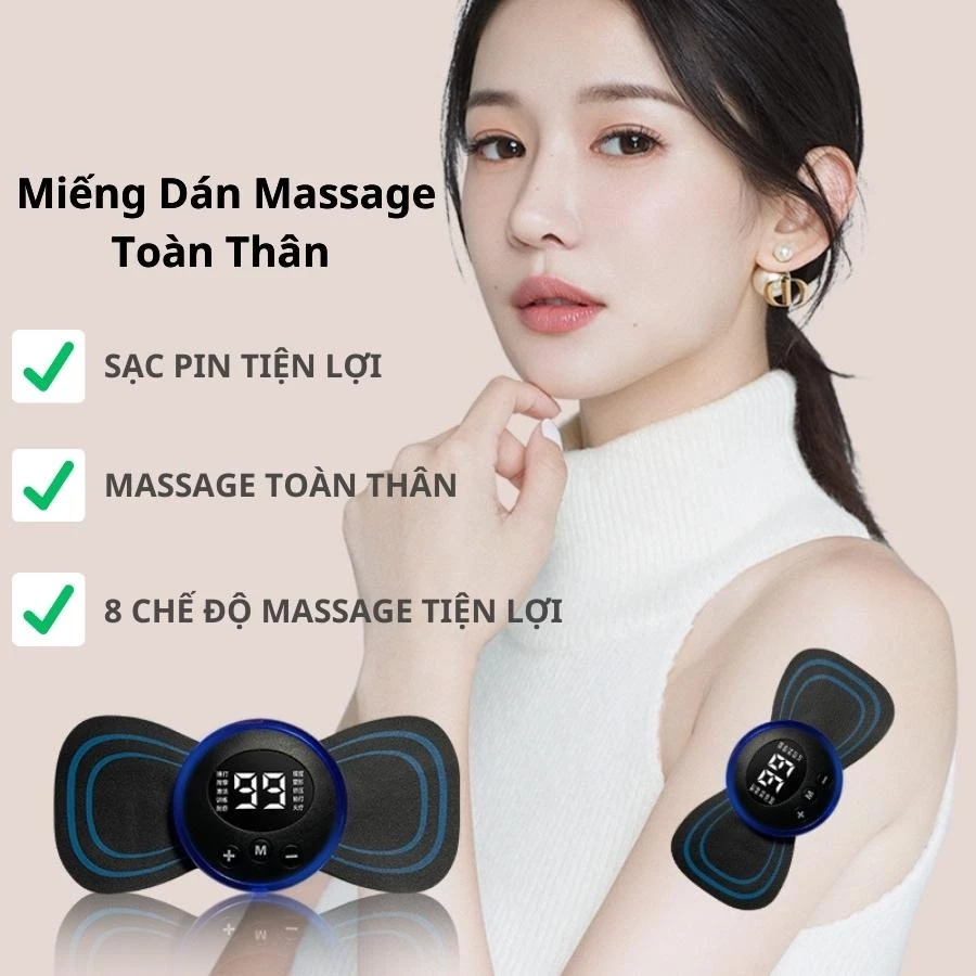 Máy massage xung điện 8 chế độ sạc USB, Máy massage cổ vai gáy - 3
