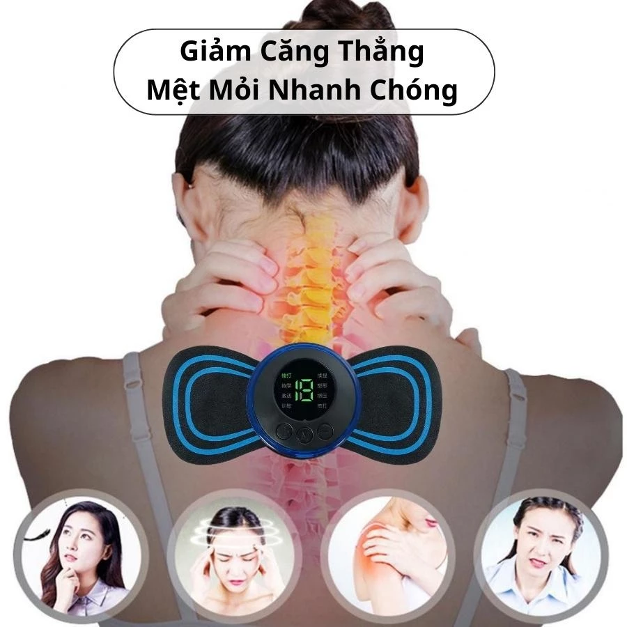 Máy massage xung điện 8 chế độ sạc USB, Máy massage cổ vai gáy - 4