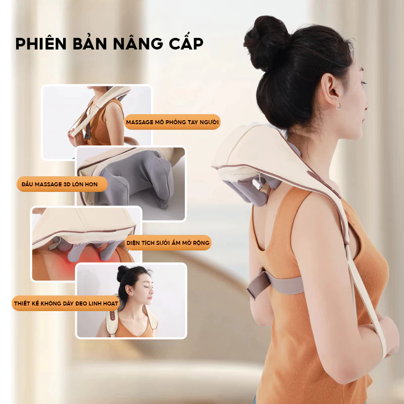 Máy Massage Cổ Vai Gáy 6D GODWELL, Gối Chườm Ấm 6 Đầu Massage, Giảm Đau Mỏi Vai Gáy Cho Người Lớn - 2