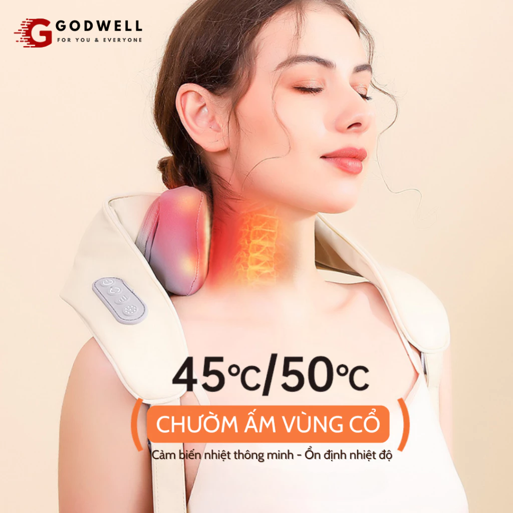Máy Massage Cổ Vai Gáy 6D GODWELL, Gối Chườm Ấm 6 Đầu Massage, Giảm Đau Mỏi Vai Gáy Cho Người Lớn - 3