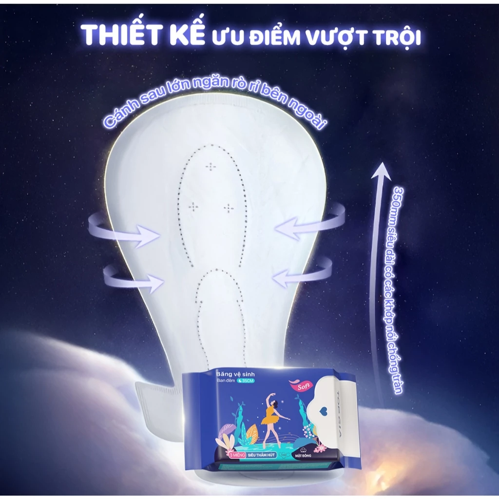 Băng vệ sinh ban đêm Topgia 35cm siêu thấm hút vải không dệt êm ái giảm trào ngược - 5