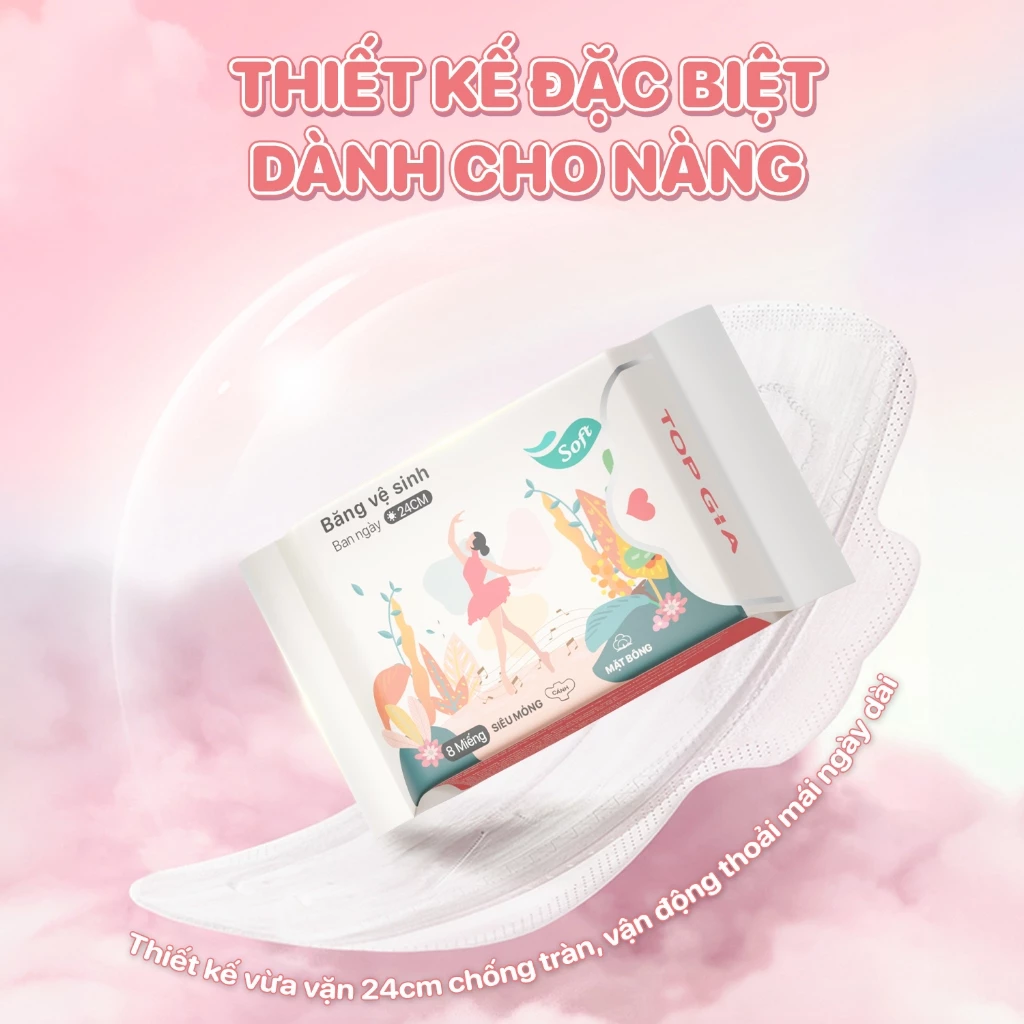 Băng vệ sinh ban ngày Topgia siêu mỏng ôm khít thấm hút cao vải không dệt an toàn cho mọi làn da - 2